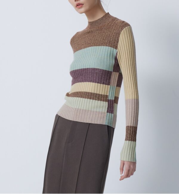 Colour strips pullover knit sweater